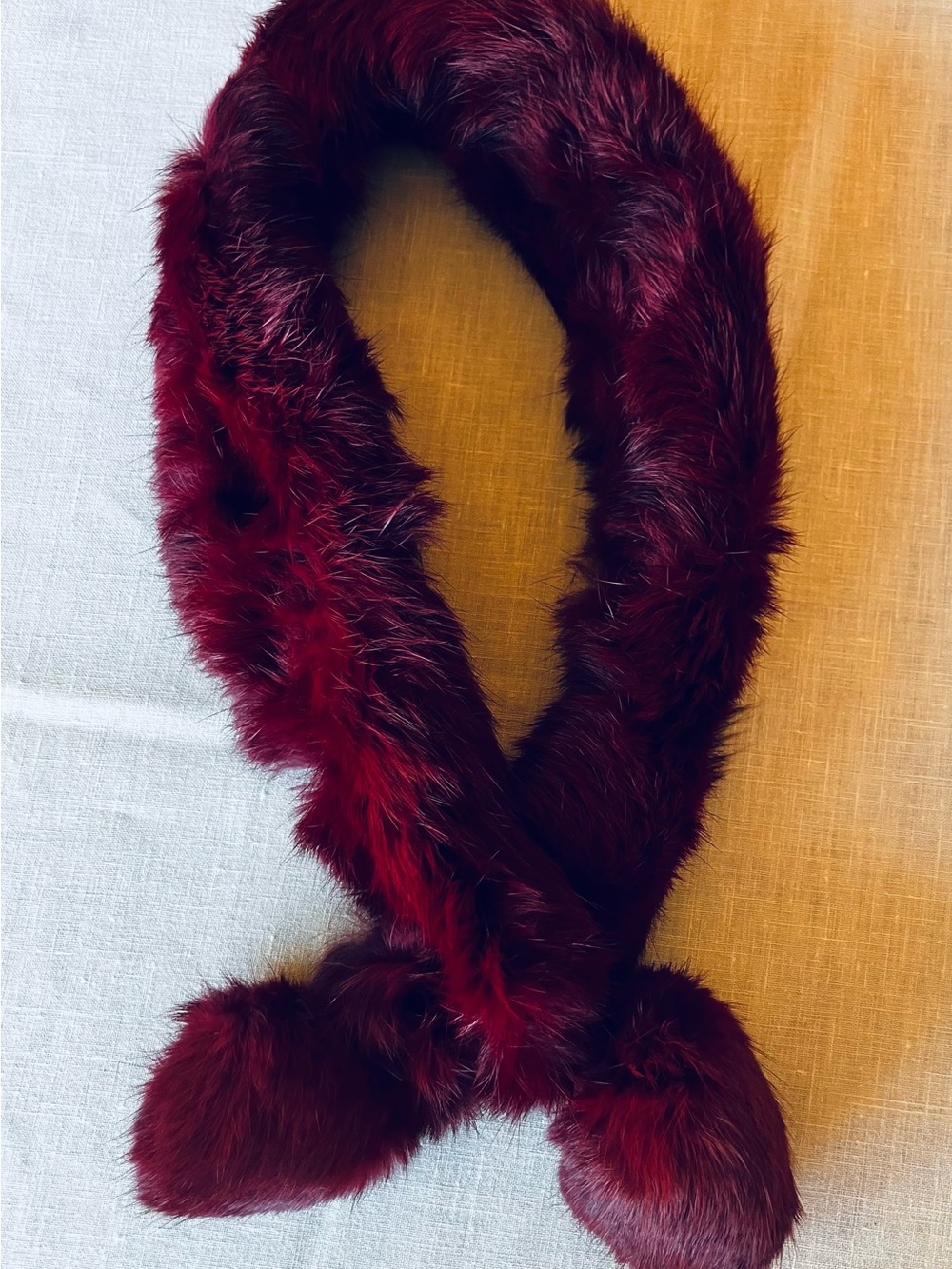 Lux Fur Scarf in Deep Burgundy - Women's Accessory